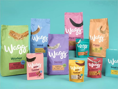 俏皮的英国wagg狗粮宠物食品logo与包装设计 西风东韵